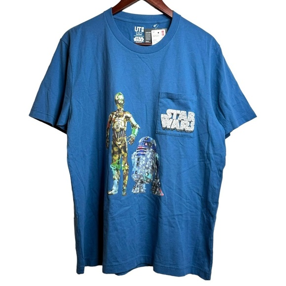 Star Wars Uniqlo Stash Retro Graffiti Pop Art C3PO R2D2 Droids Graphic T-shirt L - Picture 1 of 16